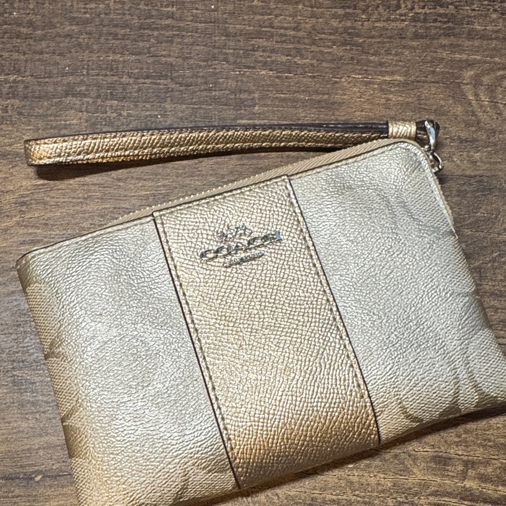 Coach Metallic Gold Wristlet Clutch